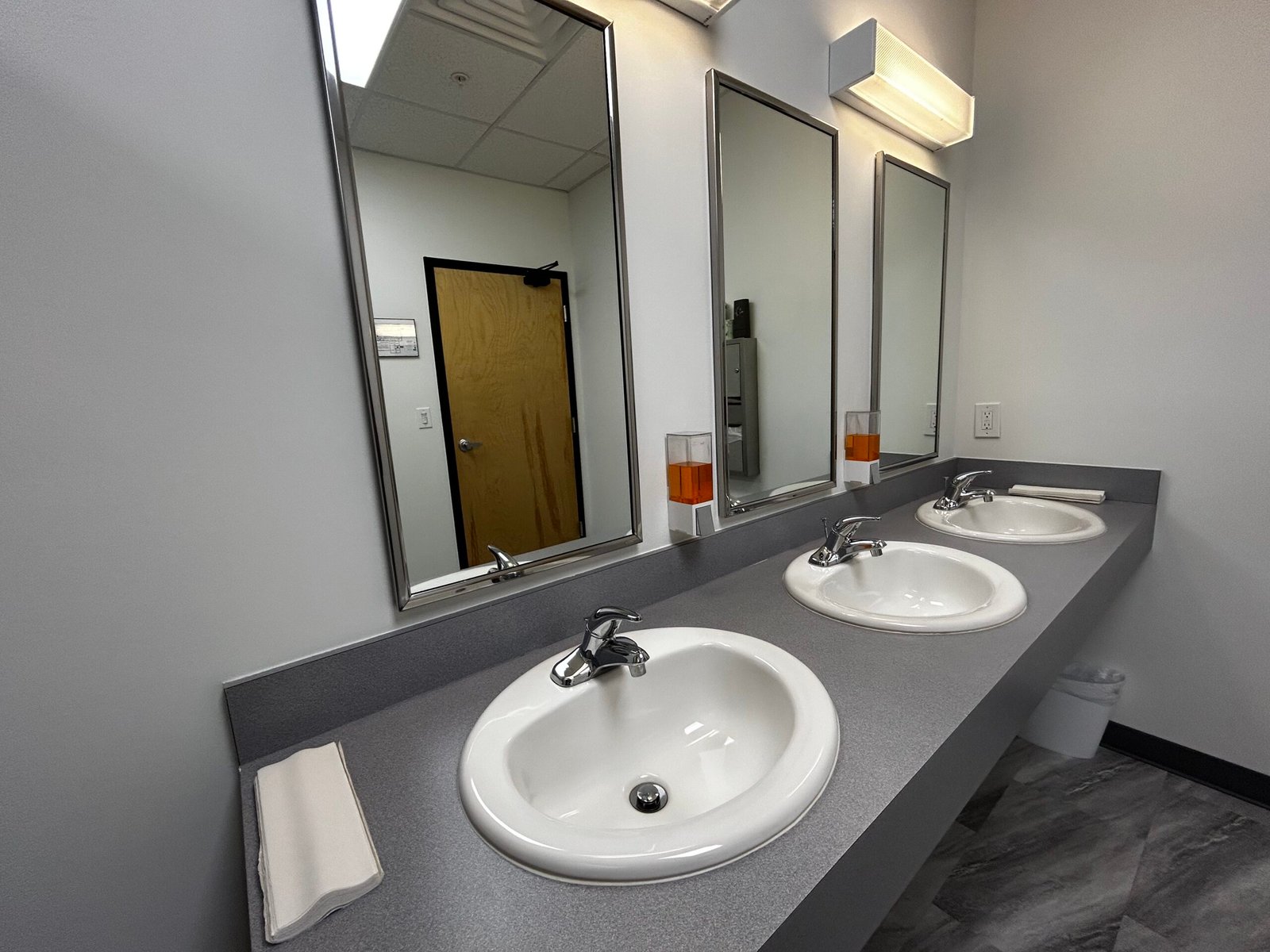 Spotless commercial restrooms cleaned by Be2Clean